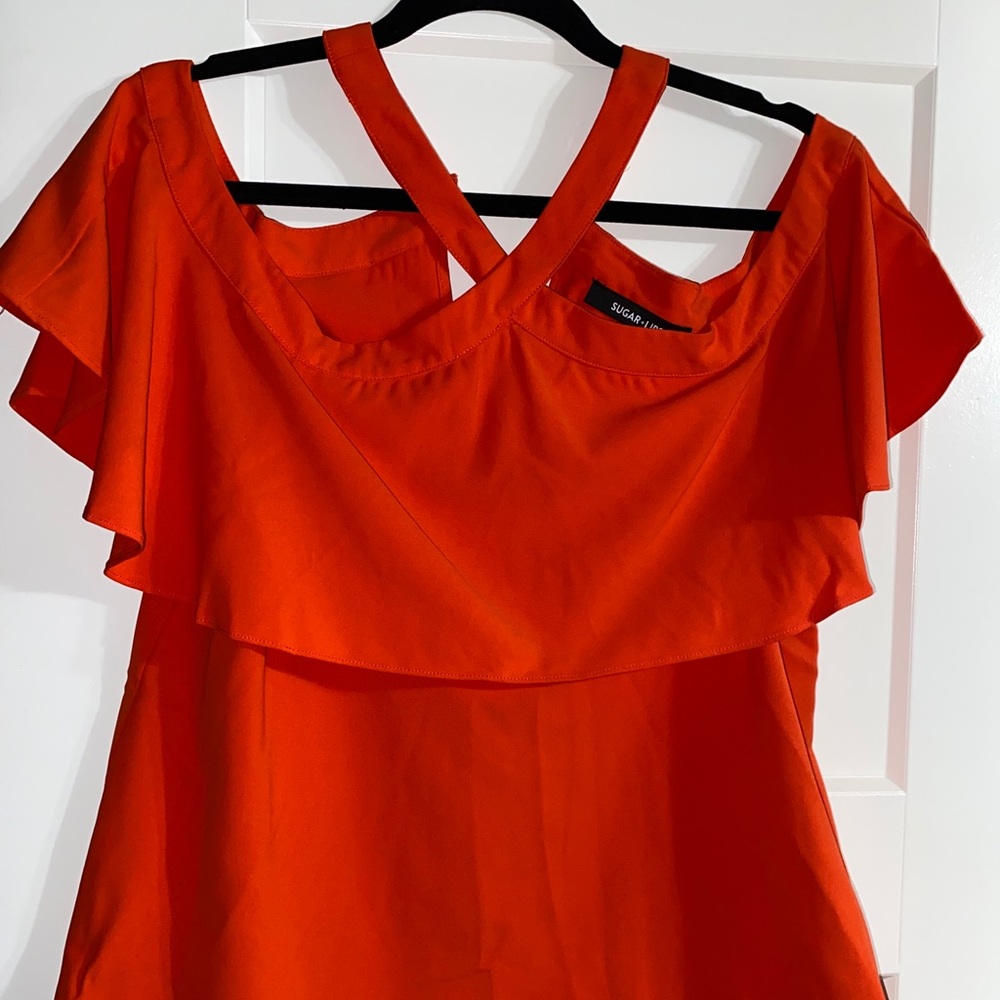 Sugar lips orange blouse - off the shoulder